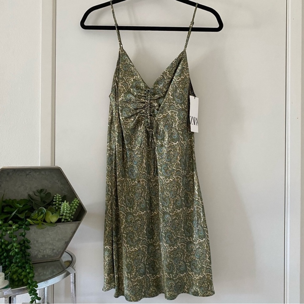 Green Paisley Silk Zara Dress